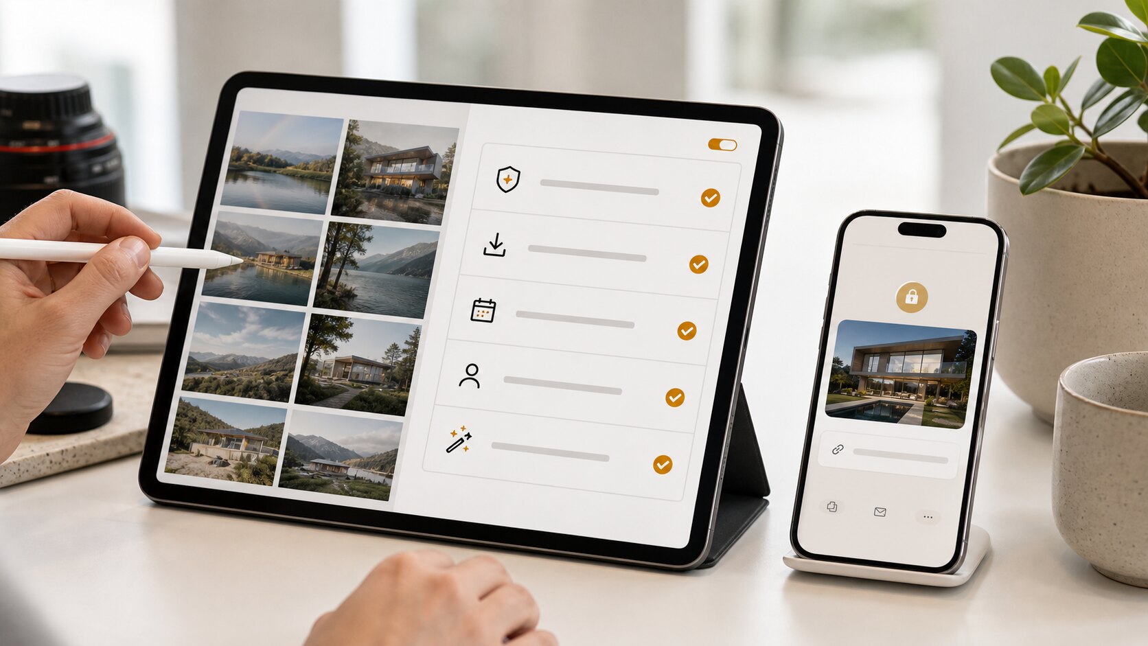 Digital checklist for reviewing private gallery settings before sharing